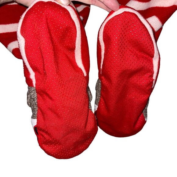 Nick & Nora Red Sock Monkey Pajamas Womens M Footie Unionsuit PJs Costume Stripe - Picture 7 of 8